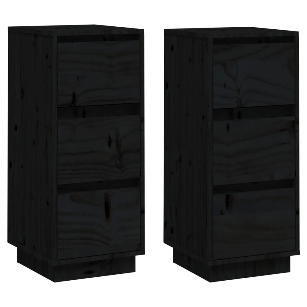 Skjenker 2 stk svart 32x34x75 cm heltre furu