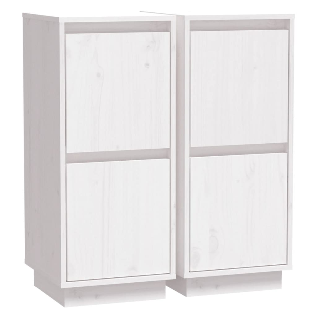 Skjenker 2 stk hvit 31,5x34x75 cm heltre furu