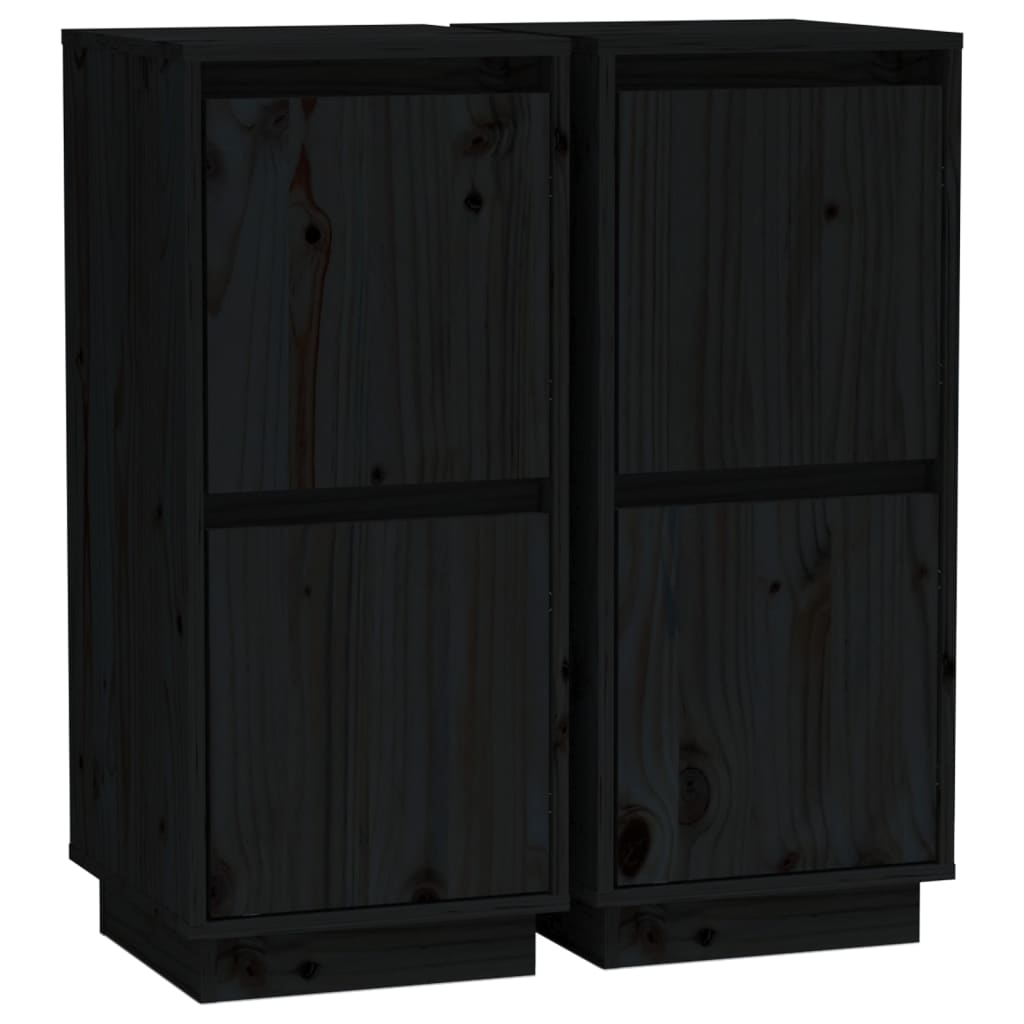 Skjenker svart 2 stk 31,5x34x75 cm heltre furu
