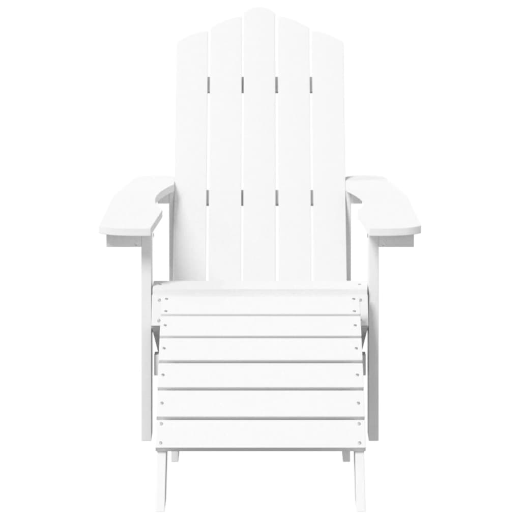 Adirondack hagestol med fotstøtte og bord HDPE hvit
