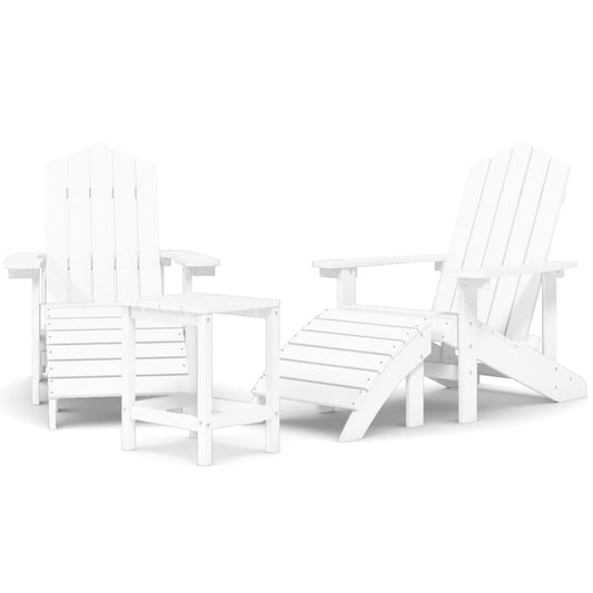 Adirondack stoler med fotstøtte og bord HDPE hvit