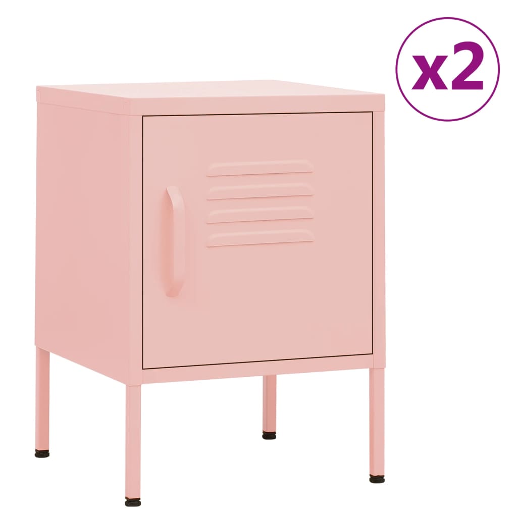 Nattbord 2 stk rosa 35x35x51 cm stål