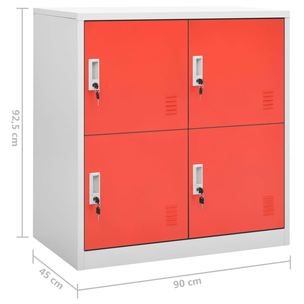 Oppbevaringsskap 2 stk lysegrå og rød 90x45x92,5 cm stål