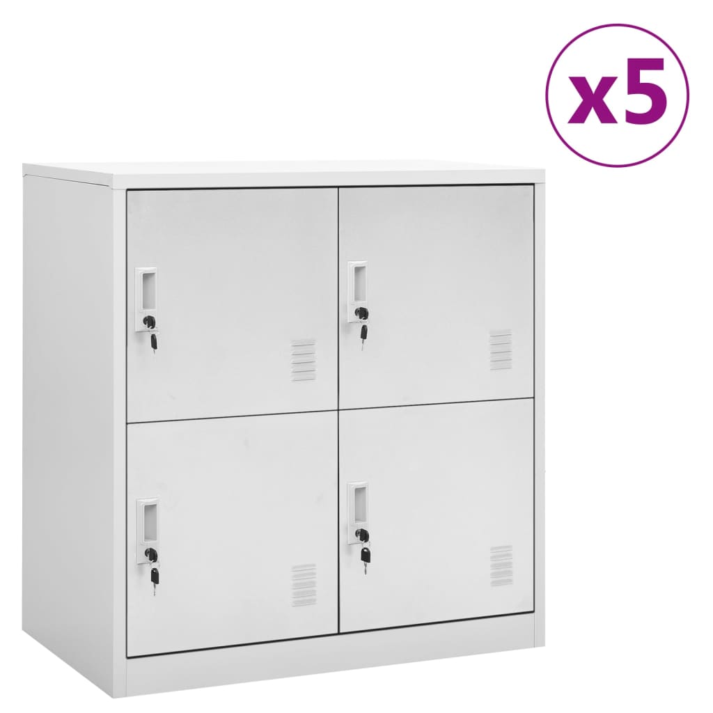 Oppbevaringsskap 5 stk lysegrå 90x45x92,5 cm stål