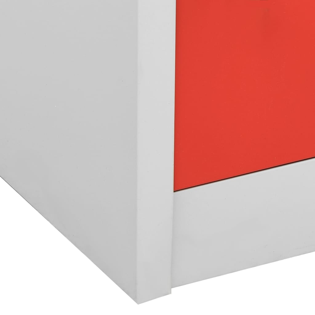 Oppbevaringsskap 2 stk lysegrå og rød 90x45x92,5 cm stål