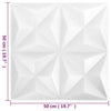 3D-veggpaneler 48 stk 50x50 cm origami hvit 12 m²