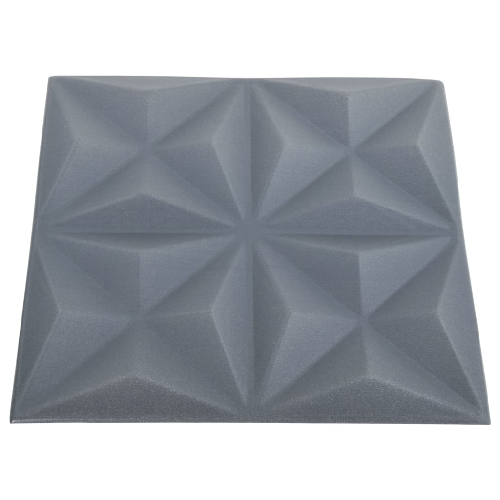 3D-veggpaneler 48 stk 50x50 cm origami grå 12 m²