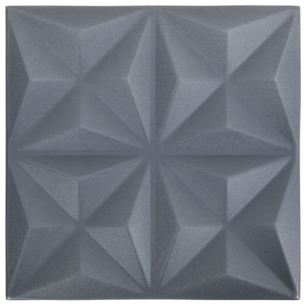 3D-veggpaneler 48 stk 50x50 cm origami grå 12 m²