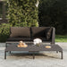 Hagesofa med puter halvrund polyrotting