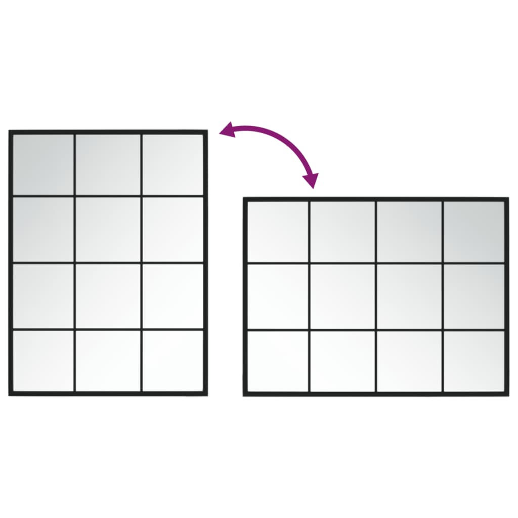 Veggspeil svart 80x60 cm metall