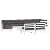 Hagesofagruppe med puter 10 deler hvit heltre furu