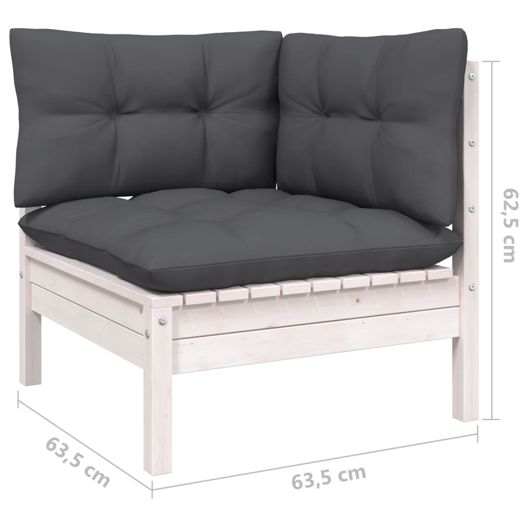 Hagesofagruppe med puter 6 deler hvit heltre furu