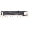 Hagesofagruppe med puter 6 deler hvit heltre furu