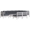 Hagesofagruppe med puter 10 deler hvit heltre furu