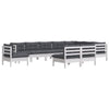 Hagesofagruppe med puter 10 deler hvit heltre furu