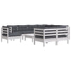 Hagesofagruppe med puter 10 deler hvit heltre furu