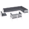 Hagesofagruppe med puter 11 deler hvit heltre furu