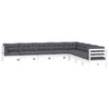 Hagesofagruppe med puter 8 deler hvit heltre furu