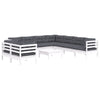 Hagesofagruppe med puter 10 deler hvit heltre furu