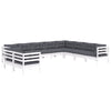 Hagesofagruppe med puter 10 deler hvit heltre furu