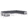 Hagesofagruppe med puter 11 deler hvit heltre furu