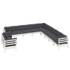 Hagesofagruppe med puter 11 deler hvit heltre furu