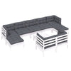 Hagesofagruppe med puter 10 deler hvit heltre furu