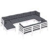 Hagesofagruppe med puter 10 deler hvit heltre furu