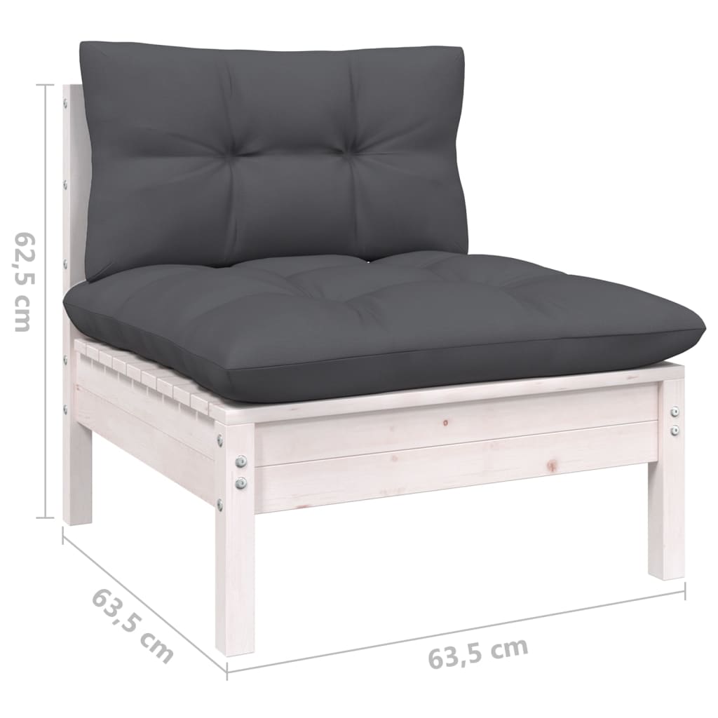 Hagesofagruppe med puter 10 deler hvit heltre furu