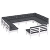 Hagesofagruppe med puter 11 deler hvit heltre furu