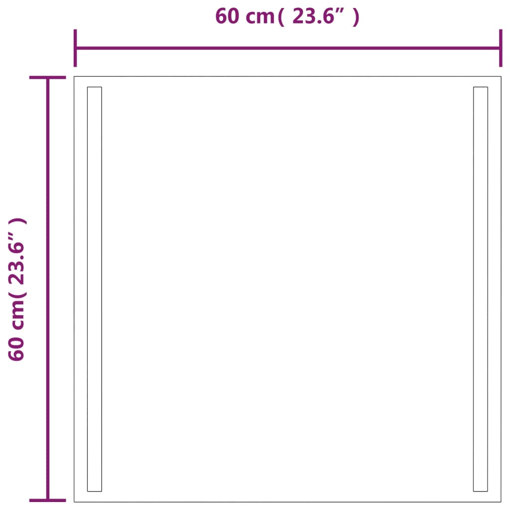 Baderomsspeil med LED 60x60 cm