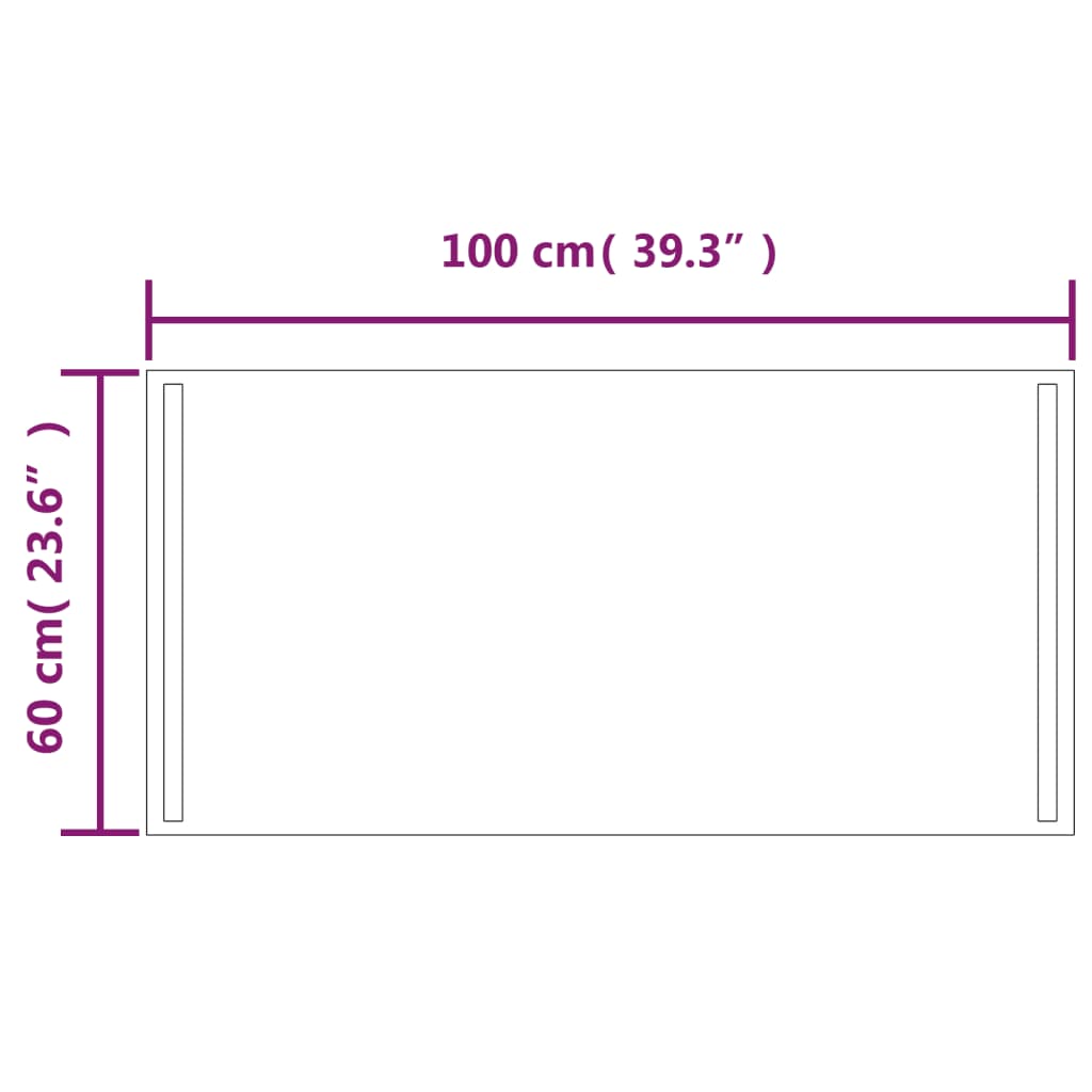 Baderomsspeil med LED 100x60 cm