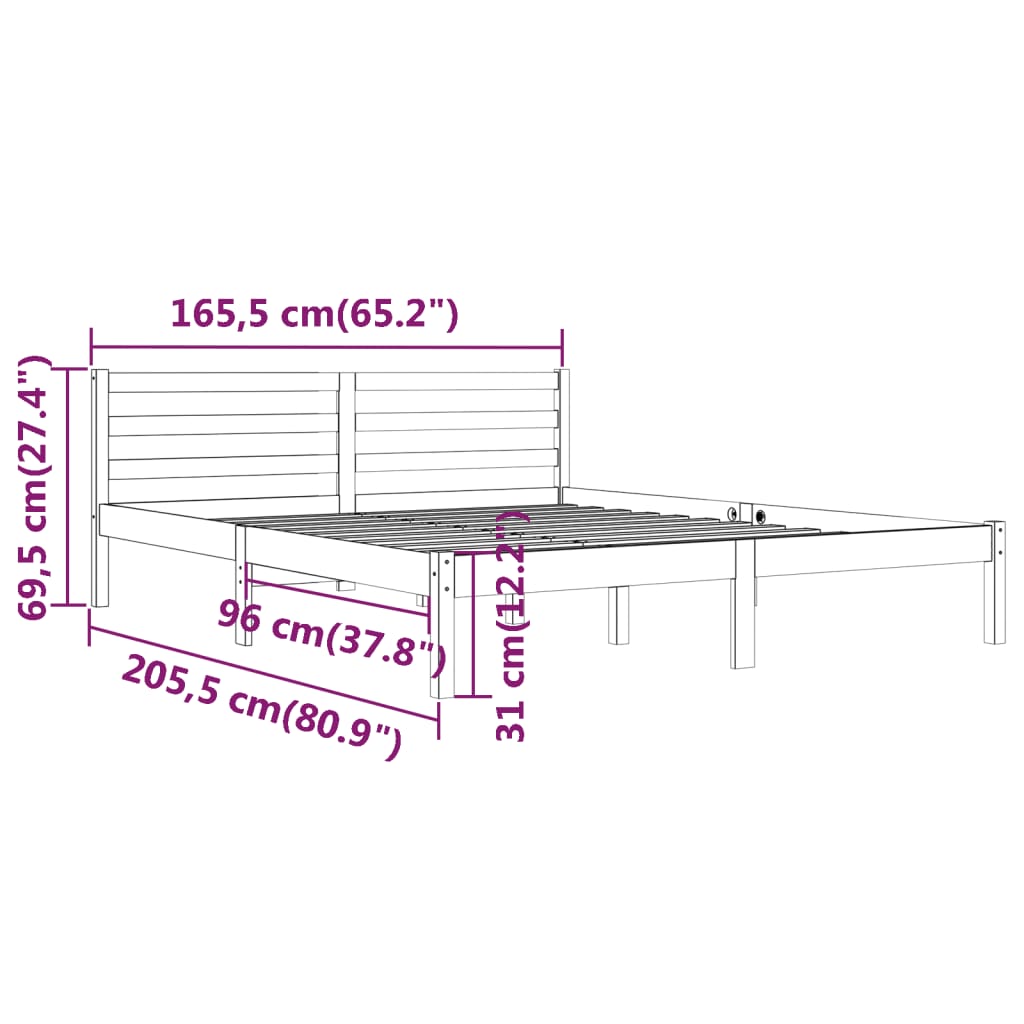 Sengeramme heltre furu 160x200 cm hvit