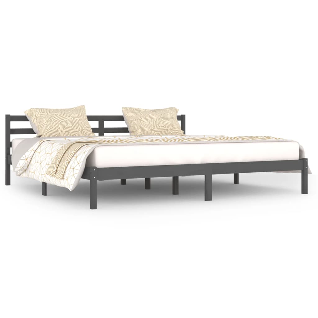 Sengeramme heltre furu 200x200 cm grå