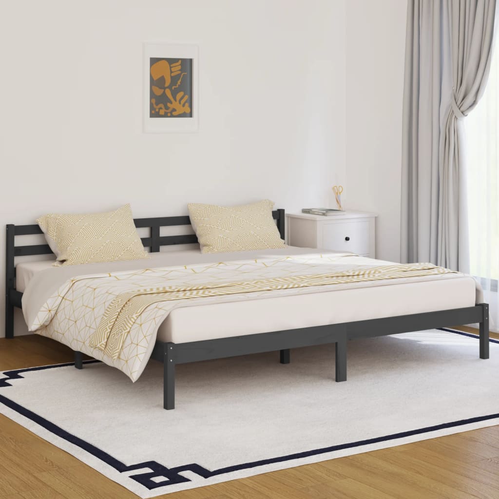Sengeramme heltre furu 200x200 cm grå
