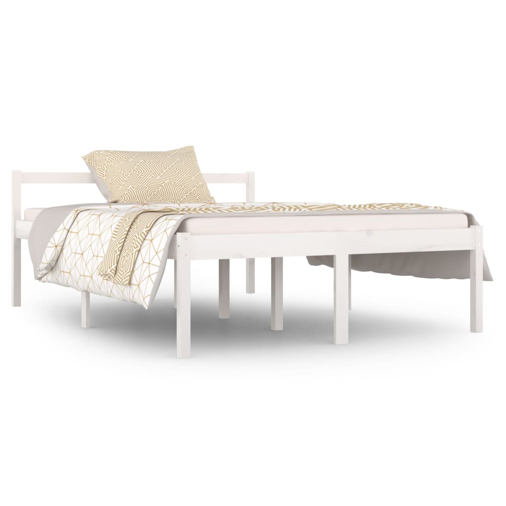 Sengeramme hvit 135x190 cm heltre furu