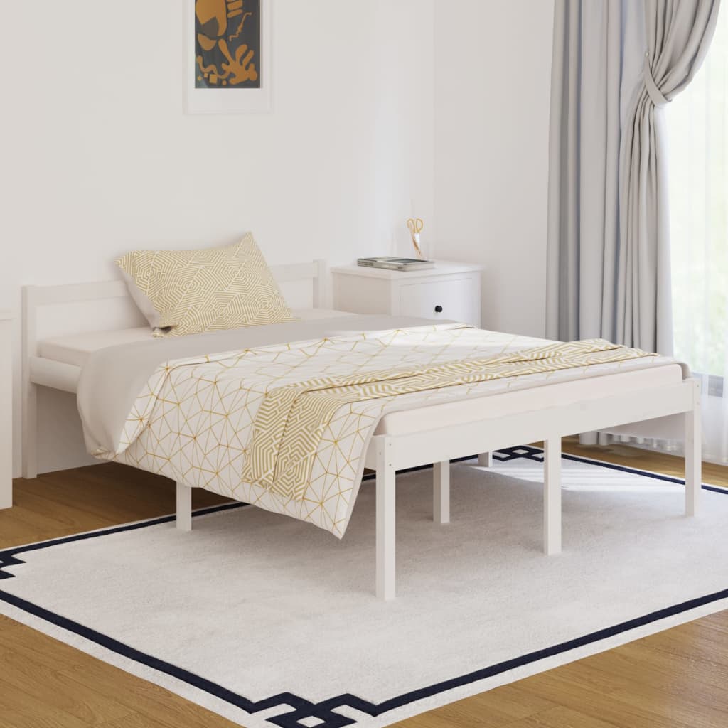 Sengeramme hvit 135x190 cm heltre furu