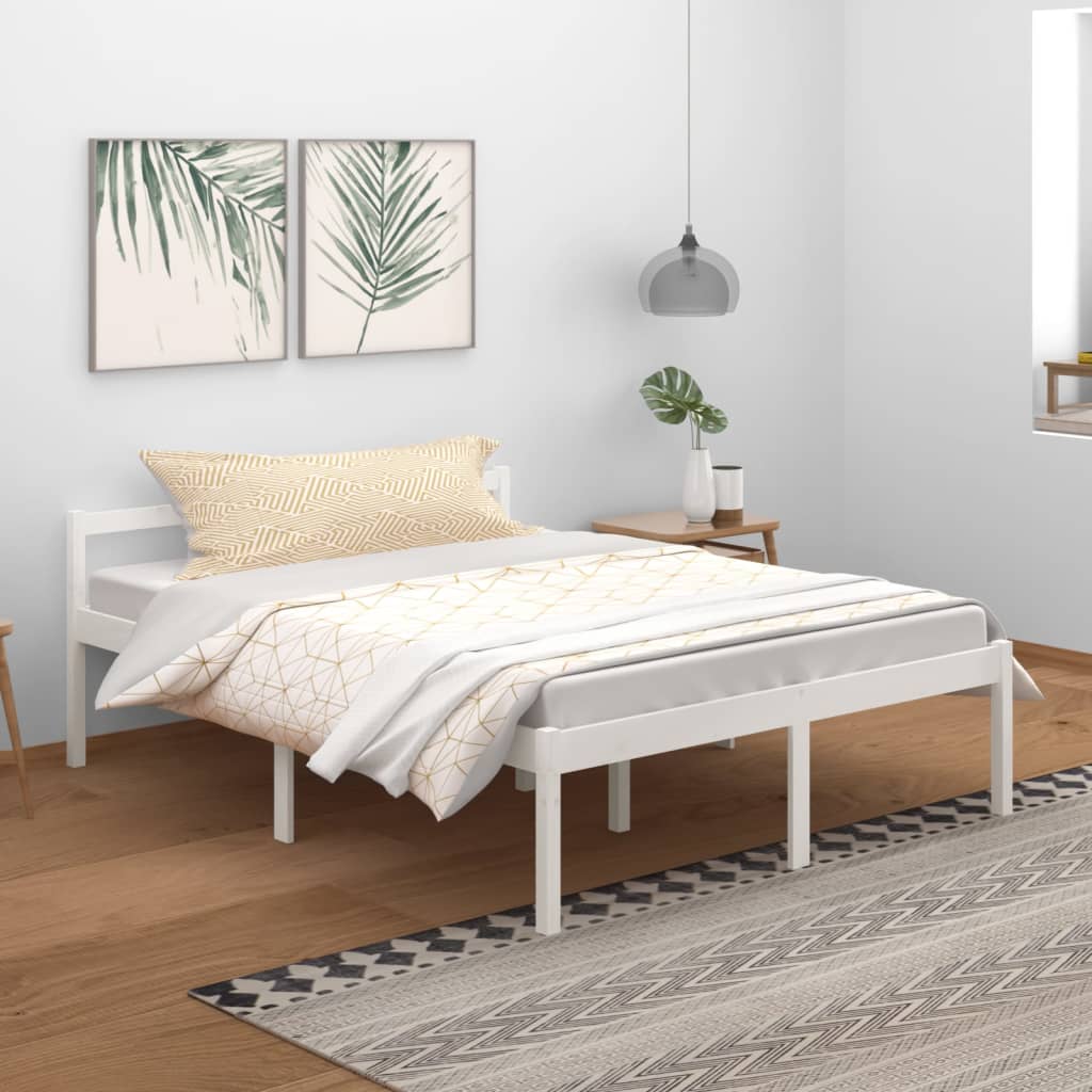 Seniorseng hvit 150x200 cm heltre furu