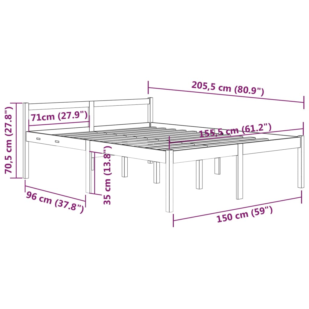 Seniorseng honningbrun 150x200 cm heltre furu