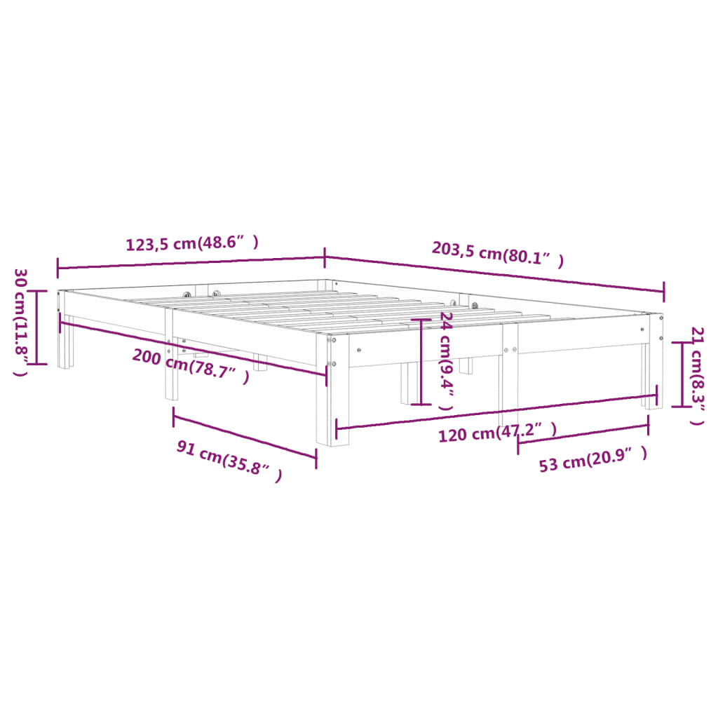 Sengeramme heltre furu 120x200 cm