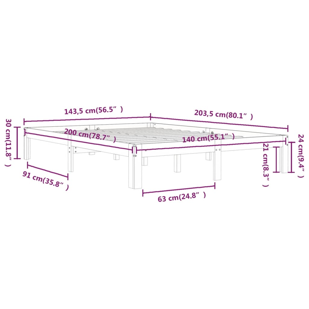 Sengeramme heltre furu 140x200 cm