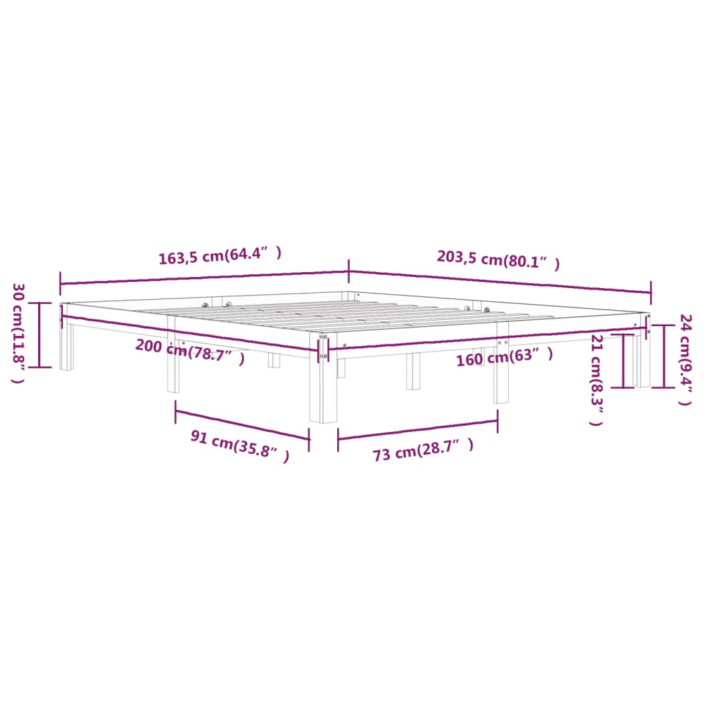 Sengeramme heltre furu 160x200 cm