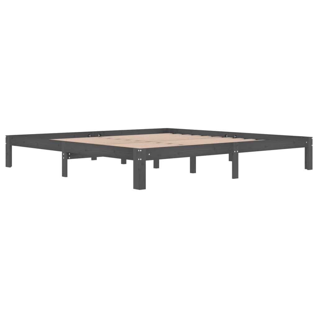 Sengeramme grå heltre furu 200x200 cm