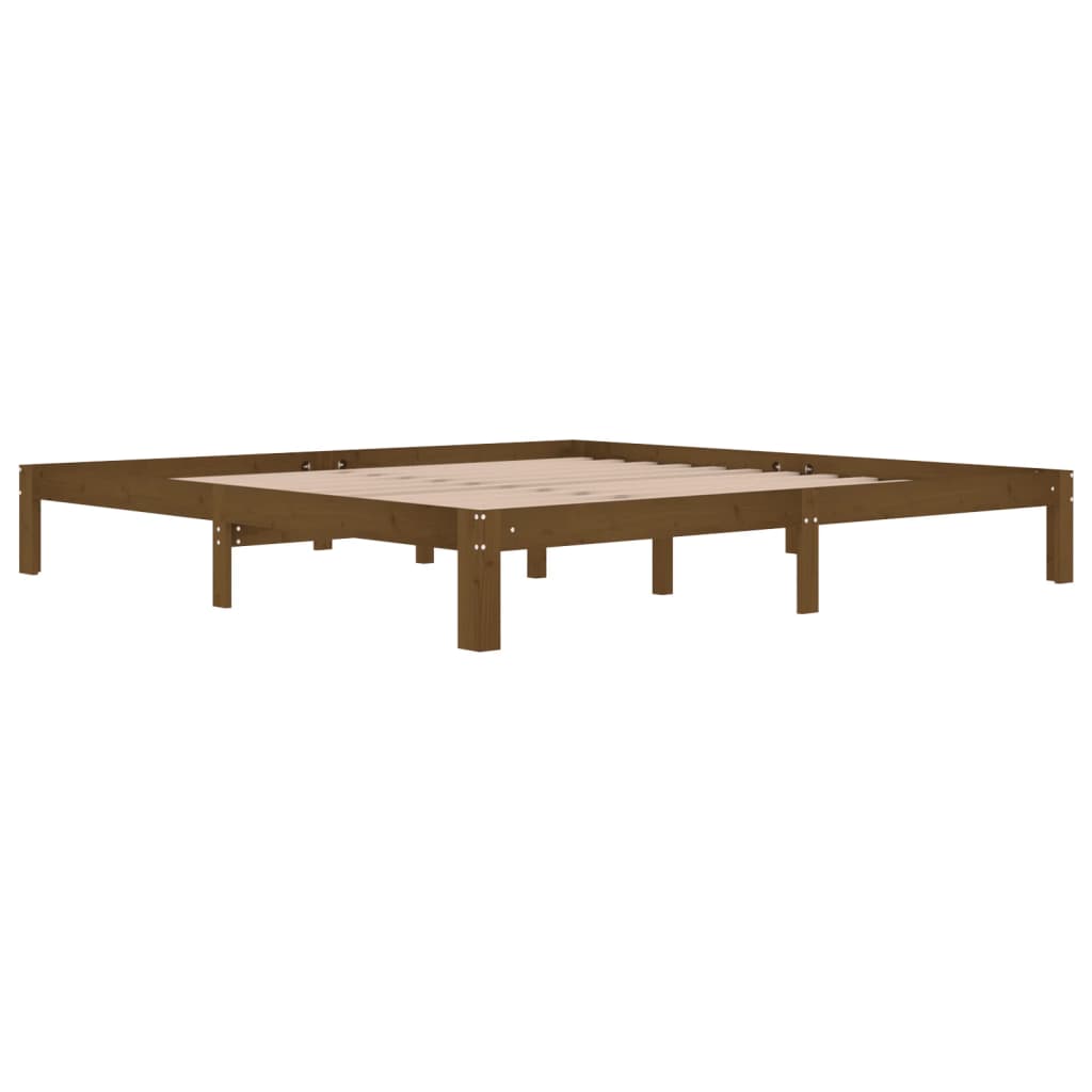 Sengeramme honningbrun heltre furu 200x200 cm
