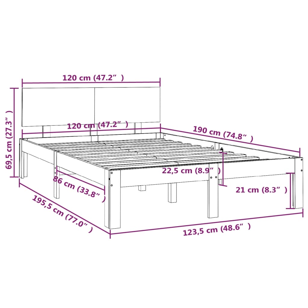 Sengeramme heltre 120x190 cm Small Double