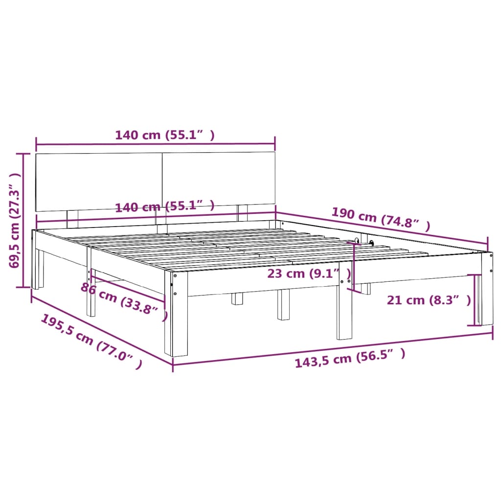 Sengeramme heltre furu 140x190 cm
