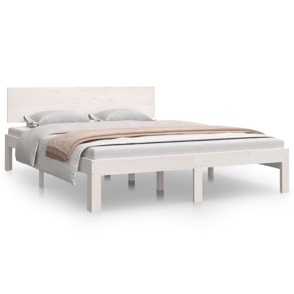 Sengeramme hvit heltre furu 140x190 cm