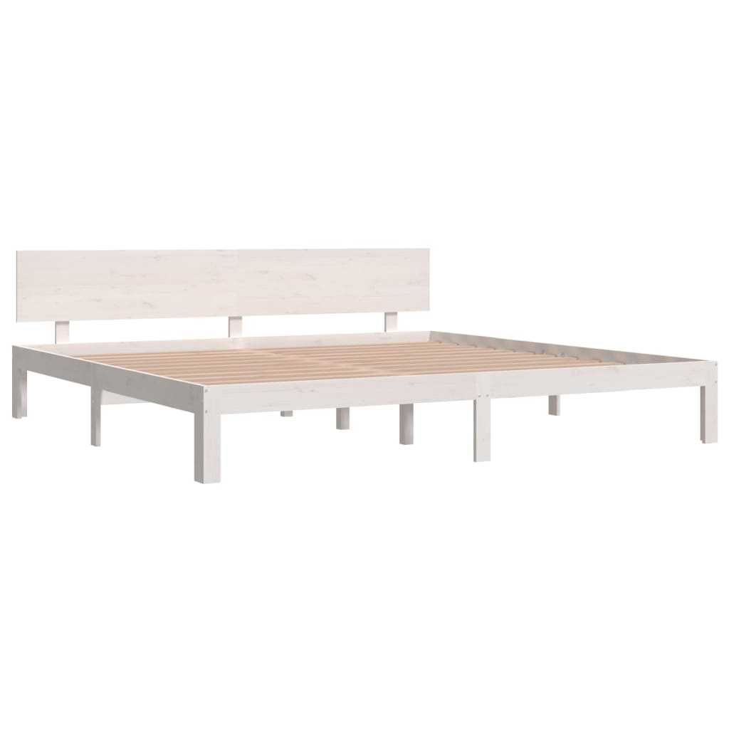 Sengeramme hvit heltre furu 200x200 cm