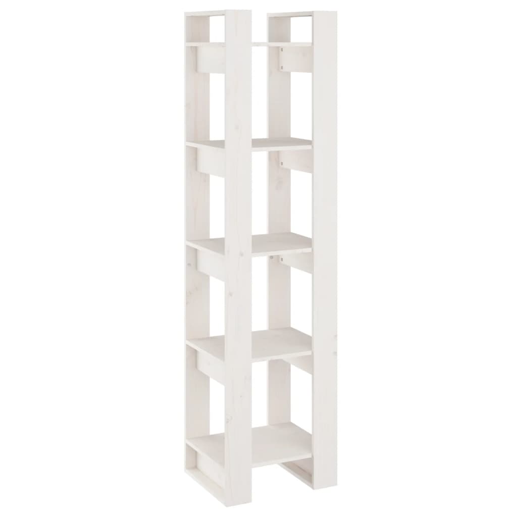 Bokhylle/romdeler hvit 41x35x160 cm heltre furu