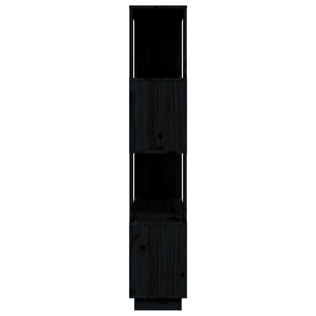 Bokhylle/romdeler svart 80x25x132 cm heltre furu